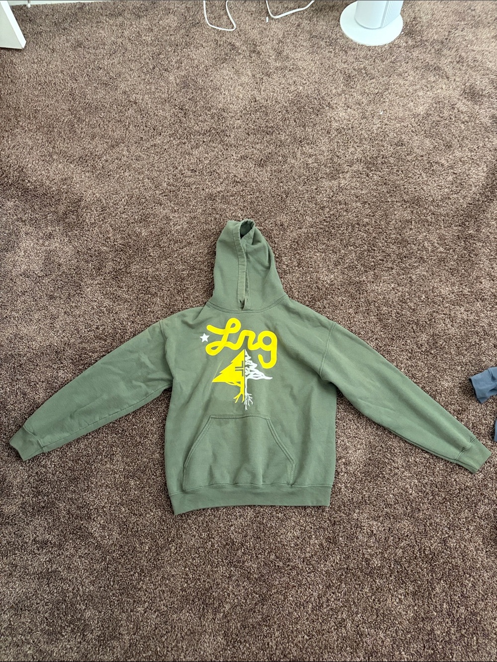 LRG Olive Green Hoodie with Bright Yellow Tree Logo